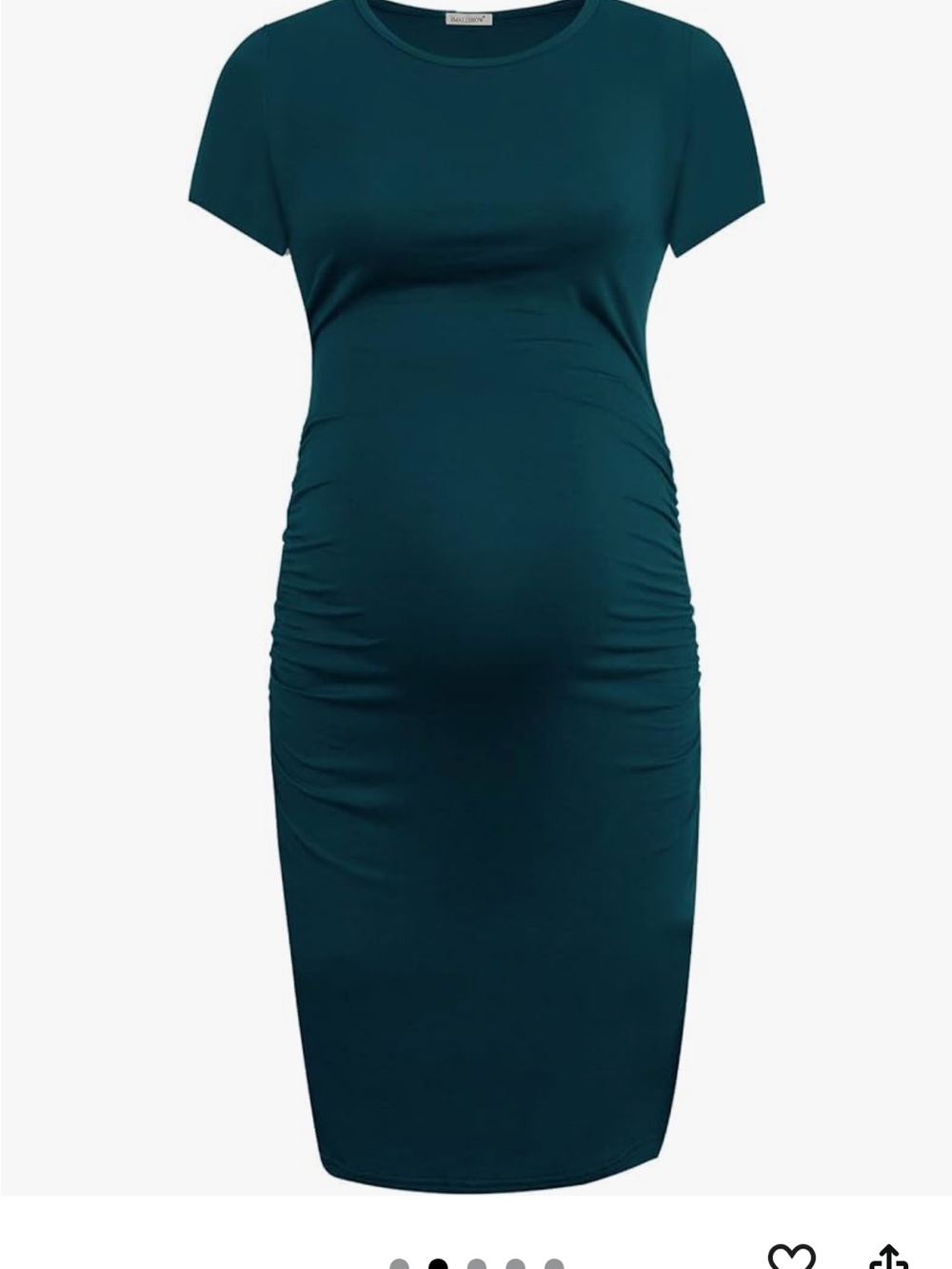 Bearsland Teal Short-Sleeve Ruched Side Maternity Dress
